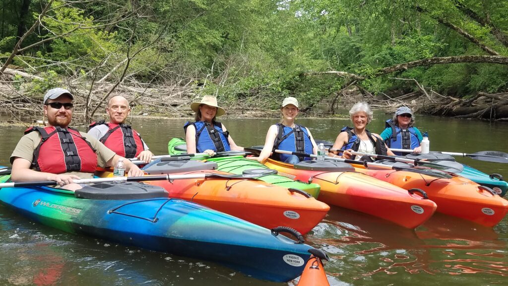 Watershed group members in kayaks